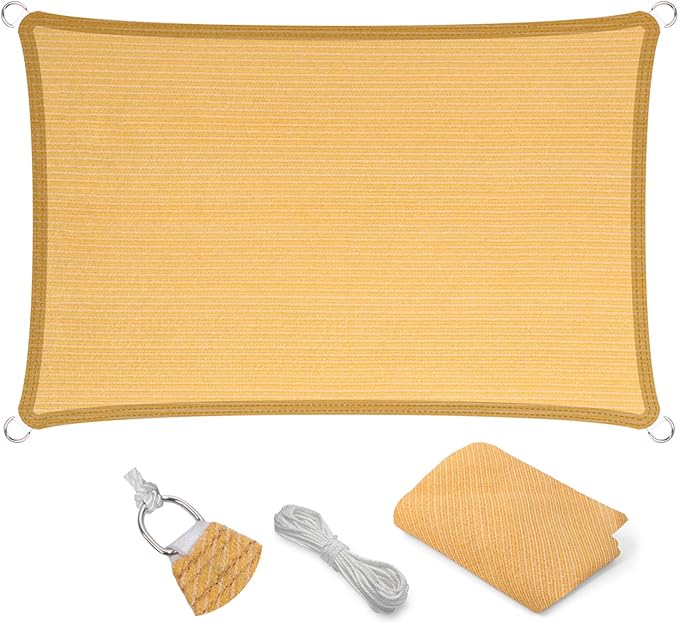 Eden's Decor Straight Flat-Edged Sun Shade Sail Rectangular 18' x 21' Wheat by EdensDecorInc