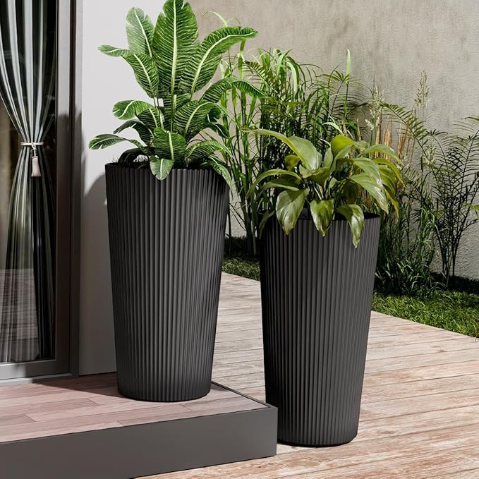 23.6" Tall Planters for Outdoor Plants, Large Outdoor Planters for Front Porch by Outdoorchairs