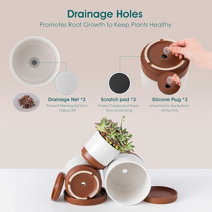 vancasso Ceramic Plant Pots, 3 Piece Planters - Image 4