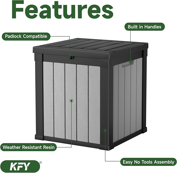 50 gallon deck box, All-weather resin material outdoorstorage box easy to - Image 3