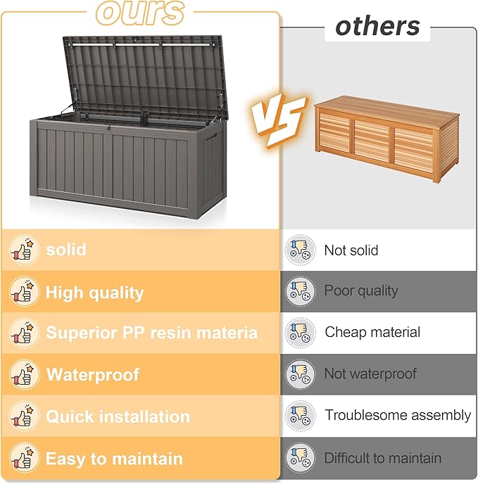 Outdoor Storage Box, Resin Deck Boxes Indoor and outdoor, Waterproof Storage - Image 5