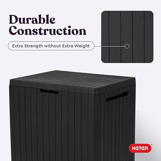Keter City 30 Gallon Resin Outdoor Storage Box & Patio Side Table - Image 7