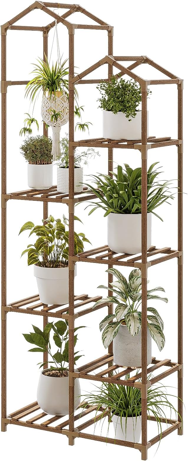 Bamworld Tall Plant Stand Indoor Outdoor Corner Plant Shelf Hanging Plant by Bamworld