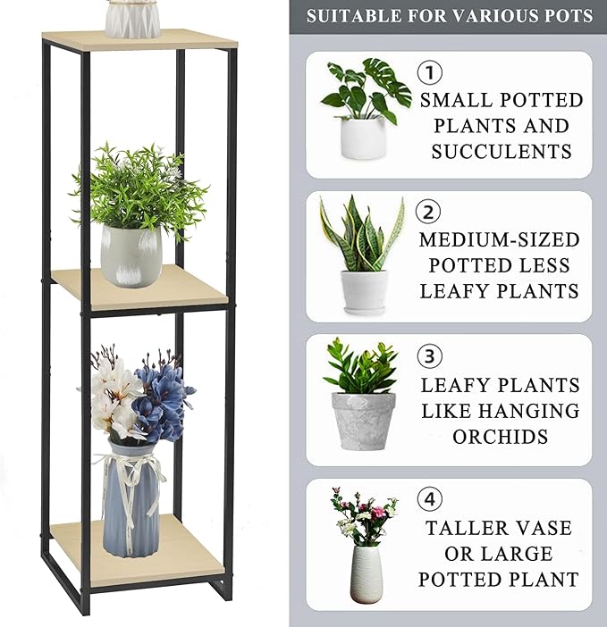 46" Tall Plant Stand Indoor, 3-Tier Modern Plant Shelf, Corner Flower Pot - Image 5
