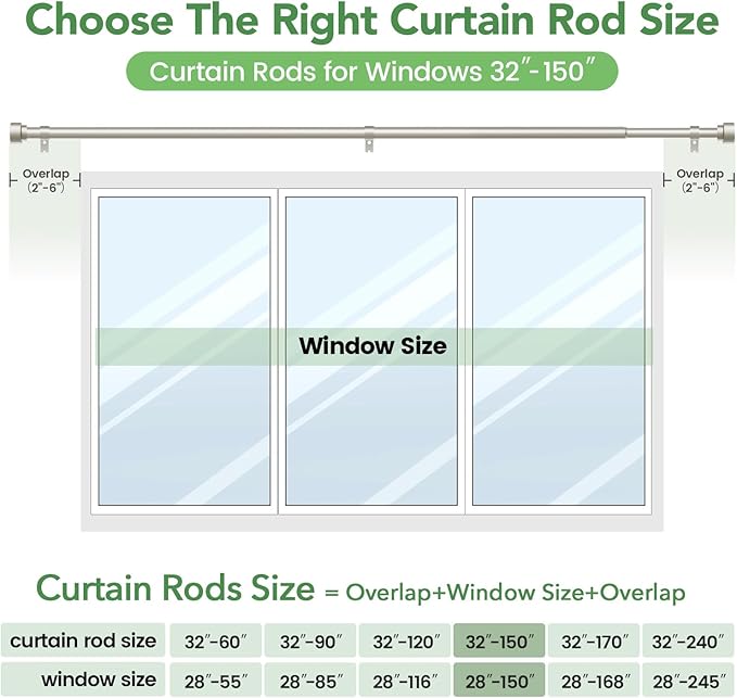 Curtain Rods for Windows 72 to 144, 1 Inch Adjustable Heavy Duty Long Window - Image 7