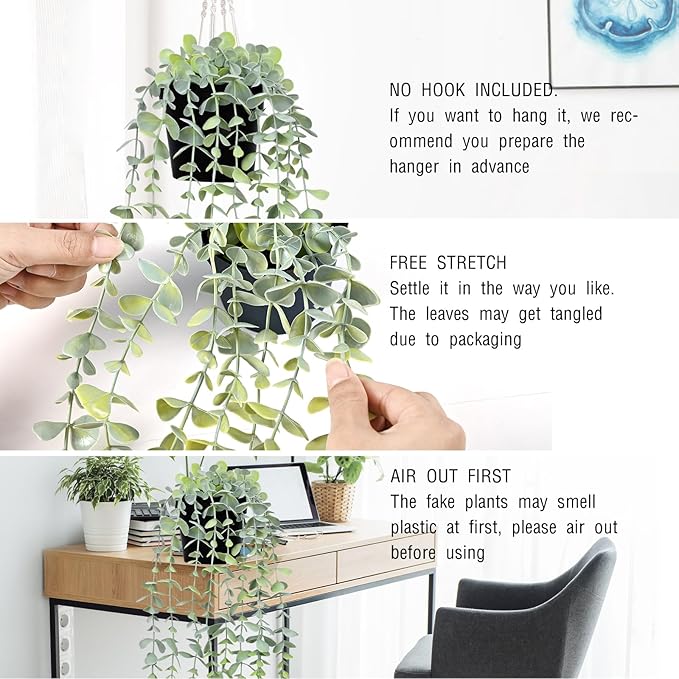 Waipfaru 2Pcs Fake Hanging Plants - Image 4