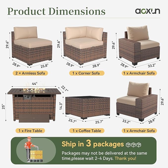 Aoxun 7 Piece Patio Furniture Set - Image 3
