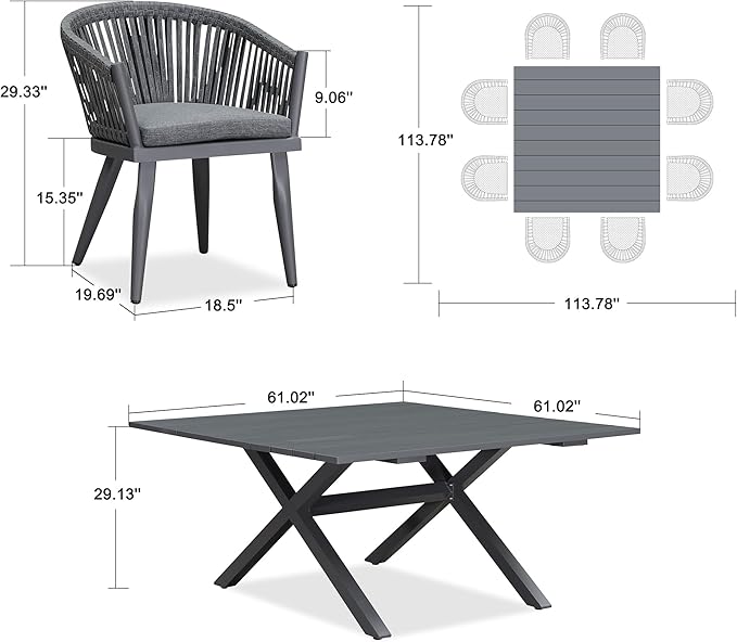 PURPLE LEAF 9 Pieces Outdoor Dining Set - Image 7