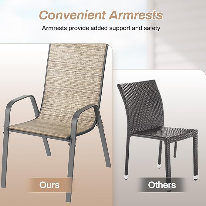 TLSUNNY Patio Chairs, Stackable Textilene Outdoor Dining Furniture - Image 9