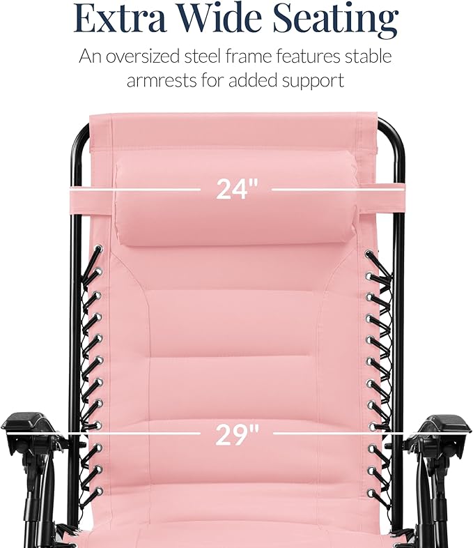 Best Choice Products Oversized Padded Zero Gravity Chair, Folding Outdoor Patio - Image 3