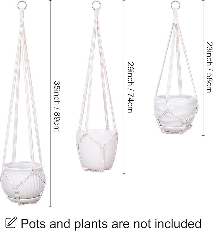 YIBOT 3 Pack Macrame Plant Hanger Indoor Hanging Planter - Image 2