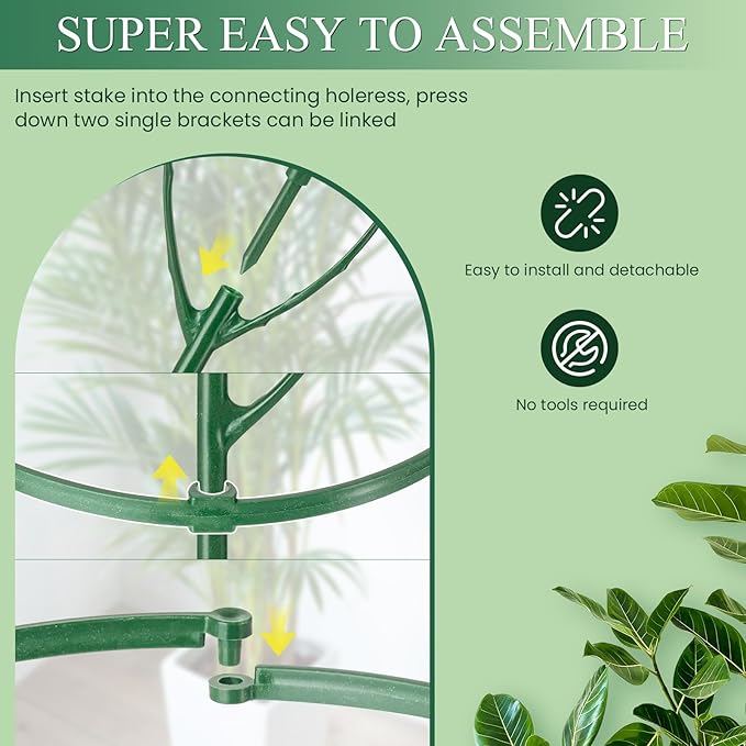 9 Pack Plant Support Stakes & Plant Cage Support Rings, Plant Stakes - Image 5