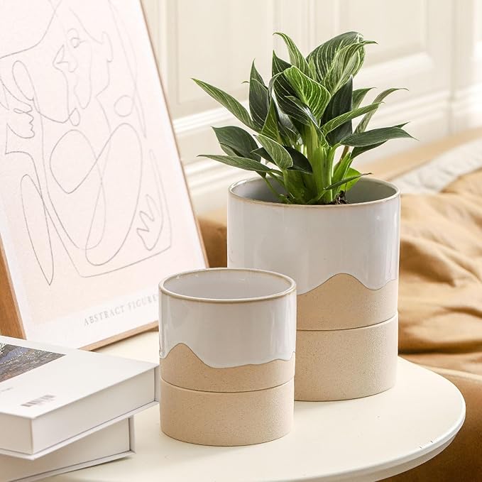 Nihow Self Watering Plant Pot for Indoor Plants: 4.5+6 Inch Ceramic Planter - Image 5