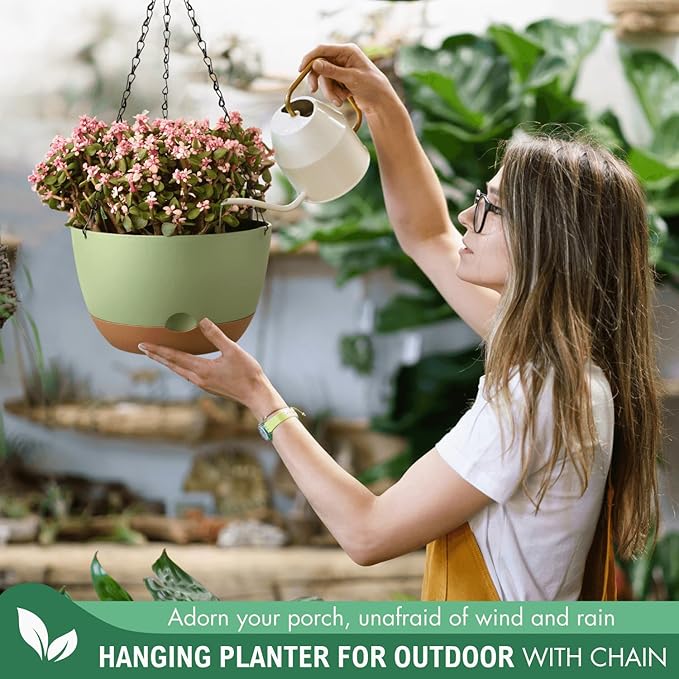 10 Inch Hanging Planters for Indoor Plants, Outdoor Hanging Plant Pot - Image 4