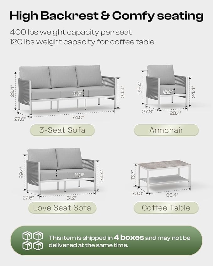 Aluminum Outdoor Patio Furniture Set - Image 7