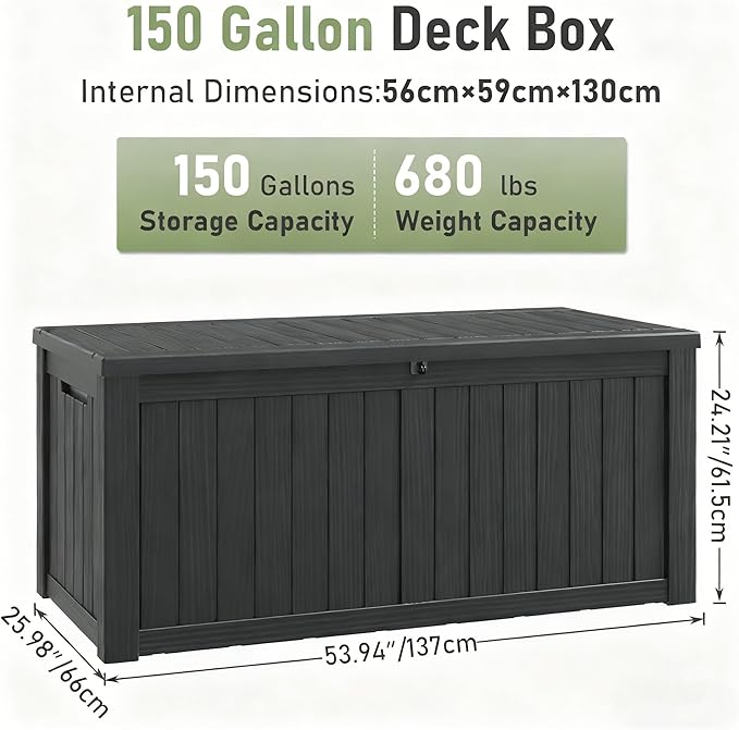 Outdoor Storage Box, Resin Deck Boxes Indoor and outdoor, Waterproof Storage - Image 2