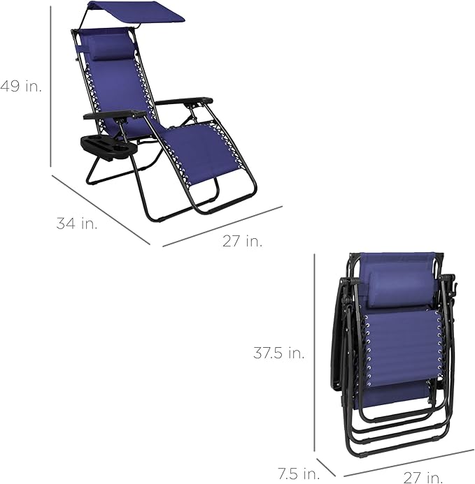 Best Choice Products Folding Zero Gravity Outdoor Recliner Patio Lounge Chair - Image 3