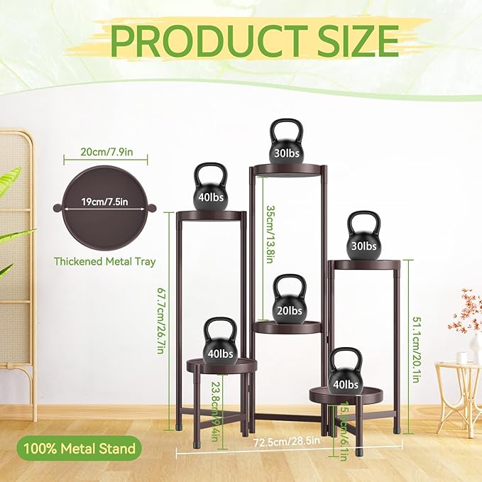 iDavosic.ly Plant Stand Indoor Outdoor, 6 Tier Corner Metal Flower Display - Image 3