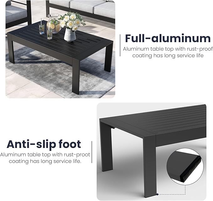 Outdoor Rectangle Patio Aluminum Coffee Tables - Image 6