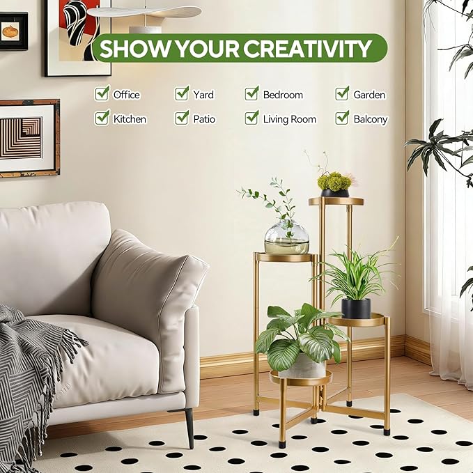 4 Tier 31 Inch Plant Stand Indoor Outdoor, Metal Plant Shelf Waterproof - Image 5