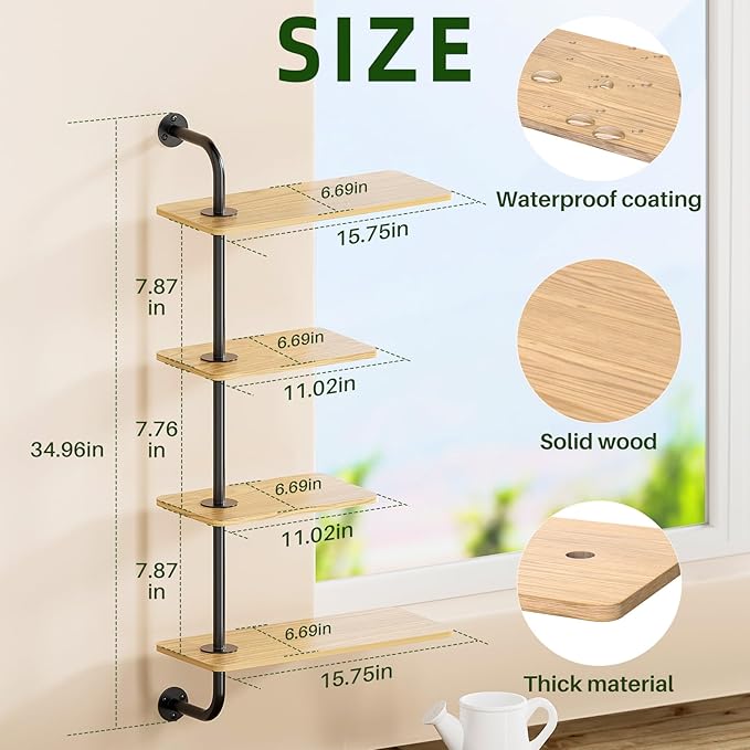 YUOROS Window Shelf for Plants, 4-Tier Rotating Window Sill Plant Shelves Stand - Image 6