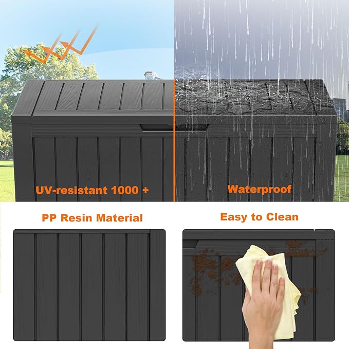 86 Gallon Outdoor Deck Box, Lockable Waterproof Outdoor Storage Boxes - Image 7