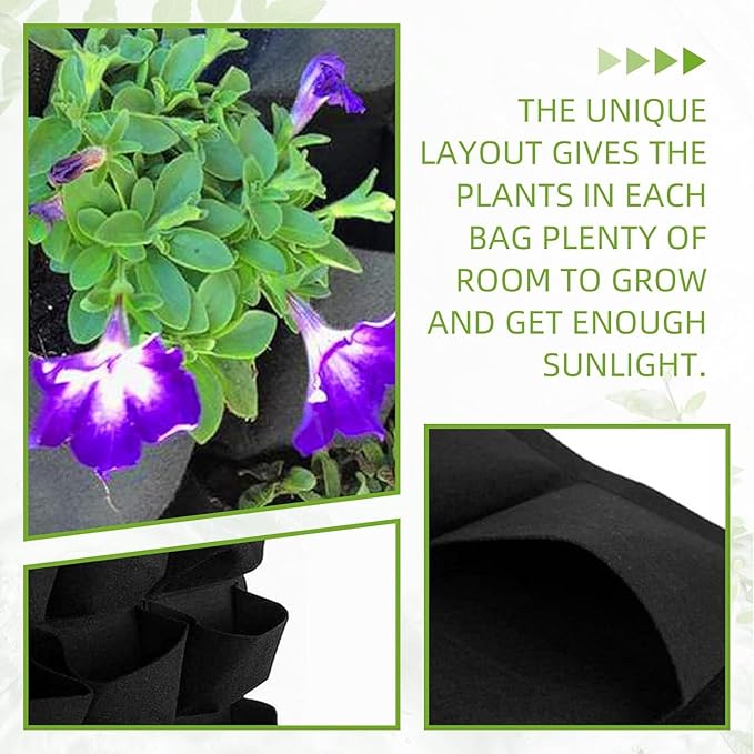 LITLANDSTAR 18 Pockets Hanging Grow Bags, 2 Pack Horizontal Wall Planter Plant - Image 4