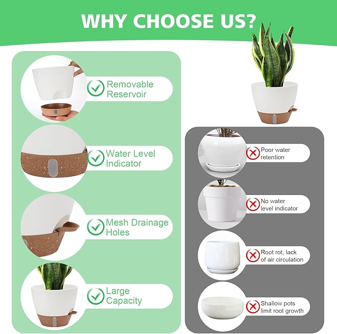 12" 10" 9" 8" Self Watering Pots - Image 3