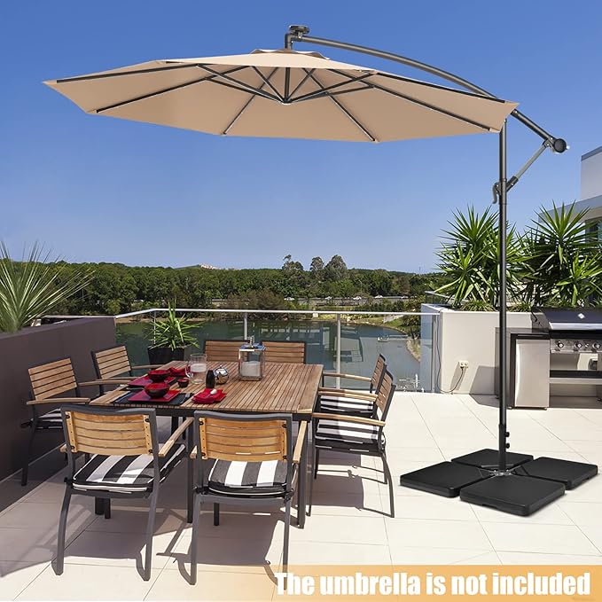 Tangkula 4Pcs 13L 220 lbs Cantilever Offset Patio Umbrella Base, Water & Sand - Image 3