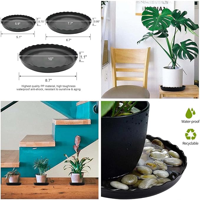 12Pcs Plant Saucer, 6 8 10 Inch Durable Plastic Plant Tray, Drip Tray - Image 5