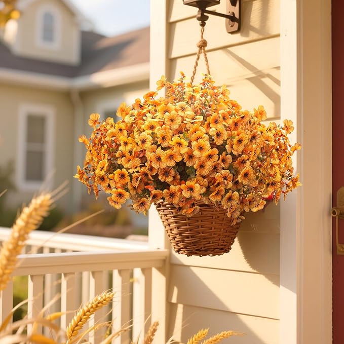 16 Bundles Artificial Fall Flowers UV Resistant Faux Greenery, All Weather - Image 6