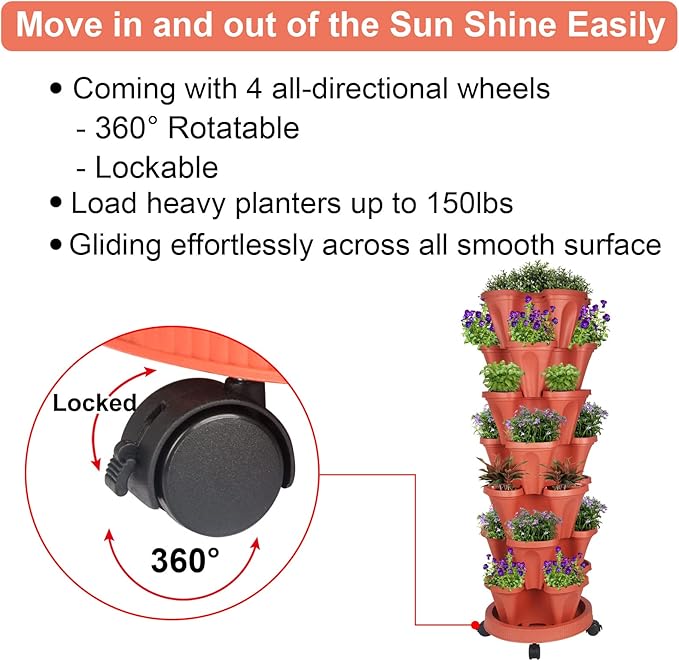 GameXcel Vertical Planter 7 Tier Stackable Planters Garden Planters Strawberry - Image 6