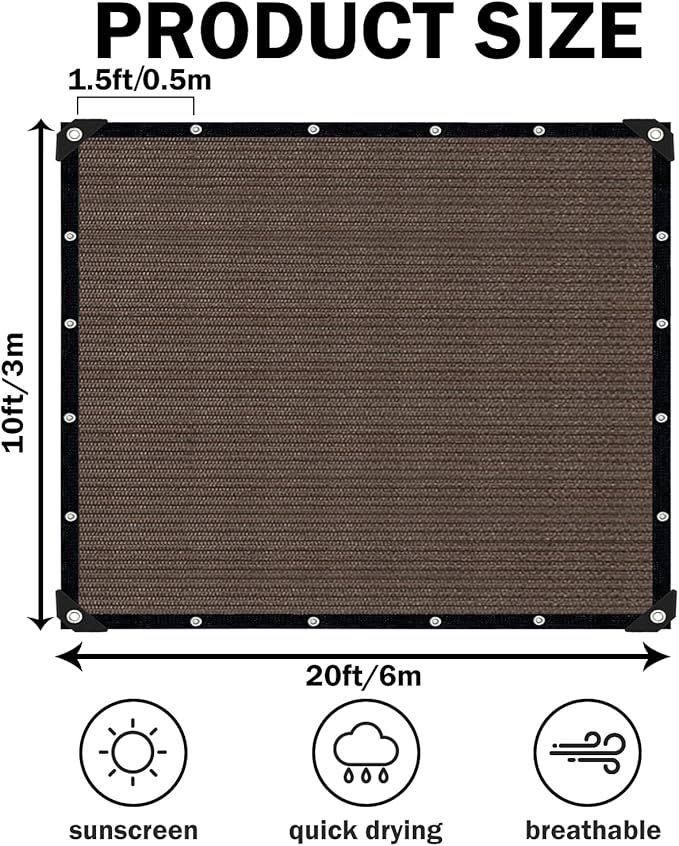 Mocha Sun Shade Cloth, Pergola Shade Cover - Image 2
