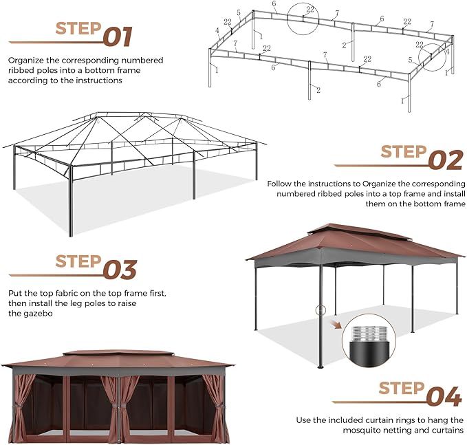COBIZI Gazebo 12x20 Heavy Duty Gazebos - Image 5