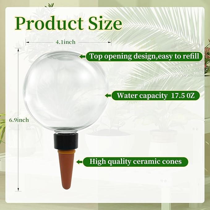 3 Pack Self Watering Globes for Indoor Plant Plastic Water Bulbs 17.5 oz - Image 2