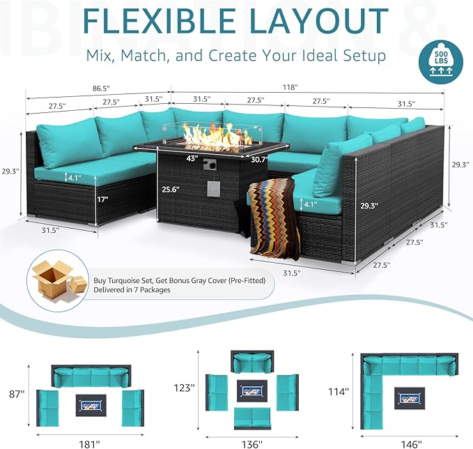 NICESOUL Extra Large 9 Piece Patio Furniture Set - Image 4
