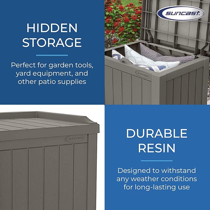 Suncast 2 Pack 22 Gallon Indoor or Outdoor Backyard Patio Small Storage Deck Box - Image 9