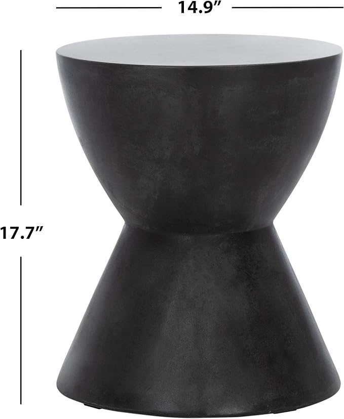 Safavieh Outdoor Athena Black Modern Concrete Round Accent Table - Image 9