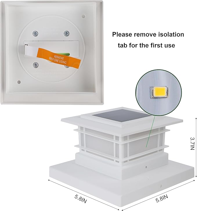 Dynaming 6 Pack Solar Post Cap Lights Outdoor, High Brightness Warm White SMD - Image 7