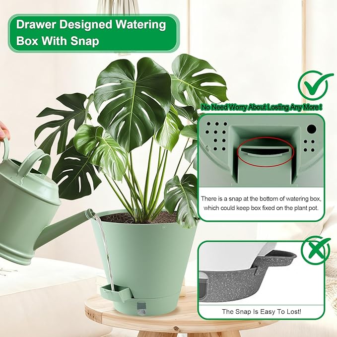 Self-Watering-Pots-for-Indoor-Plants, 8 Inch Flower Pots - Image 4