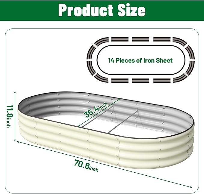 SnugNiture 2 Pcs 6x3x1ft Raised Garden Bed Kit, Outdoor Oval Metal Garden - Image 2