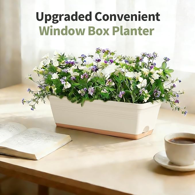 Window Box Planter, 6 Pack Plastic Vegetable Flower Window Planters Boxes 16 - Image 4