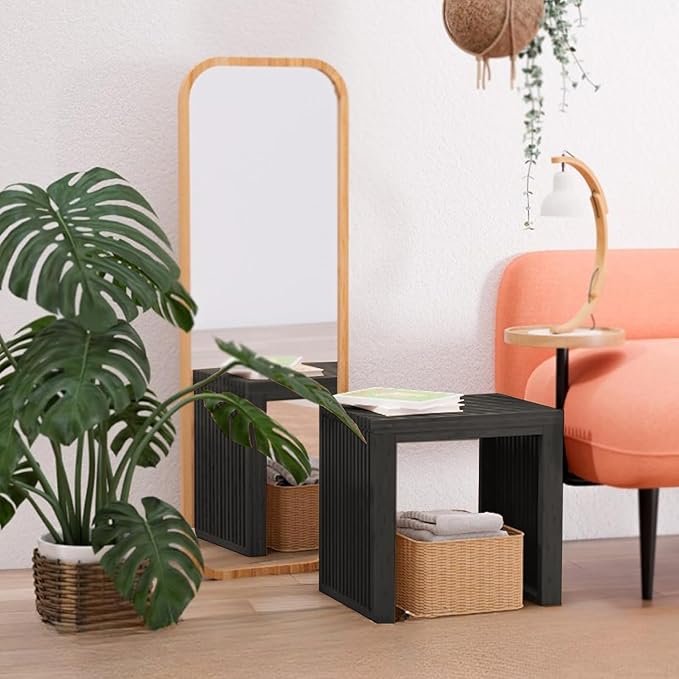 Small Bamboo Dining Bench, 17inch Farmhouse Decor Indoor Kitchen Table Bench - Image 2