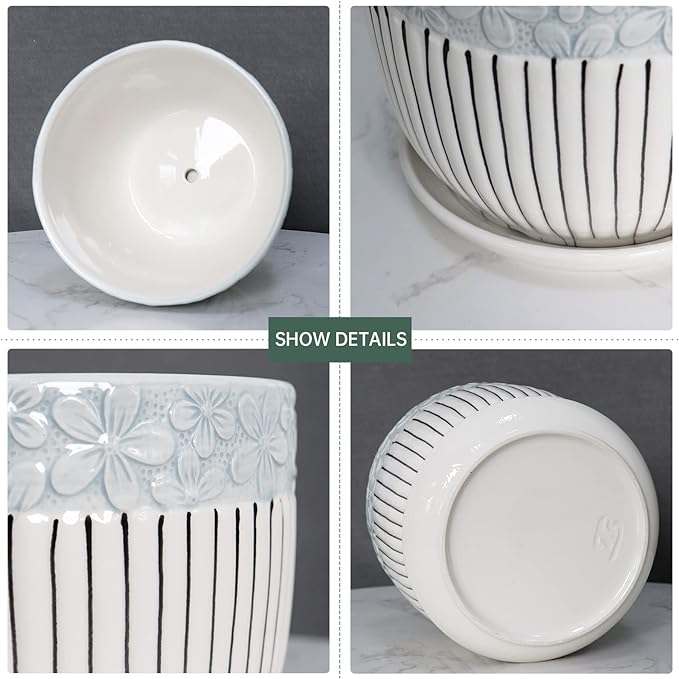 Ton Sin Grey Flower Pots, Texture Planter - Image 3