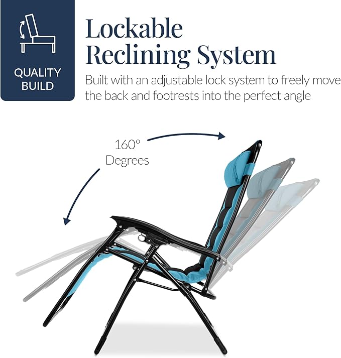 Best Choice Products Oversized Padded Zero Gravity Chair, Folding Outdoor Patio - Image 8