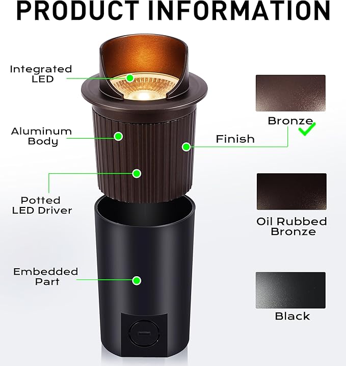 CLOUDY BAY 9W Well Lights Landscape LED In Ground Outdoor, Shielded Top - Image 2