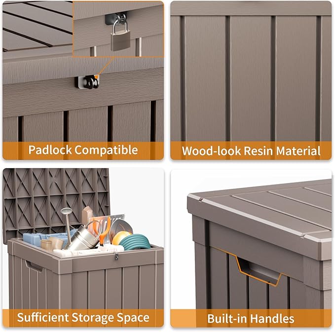 40 Gallon Resin Deck Box, Lockable Patio Outdoor Storage Box - Image 5