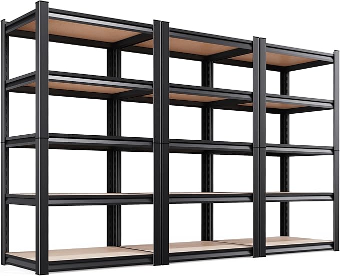 Set of 3 71"H Garage Shelving-5 Tier Garage Storage Shelves, Adjustable Heavy by Unknown