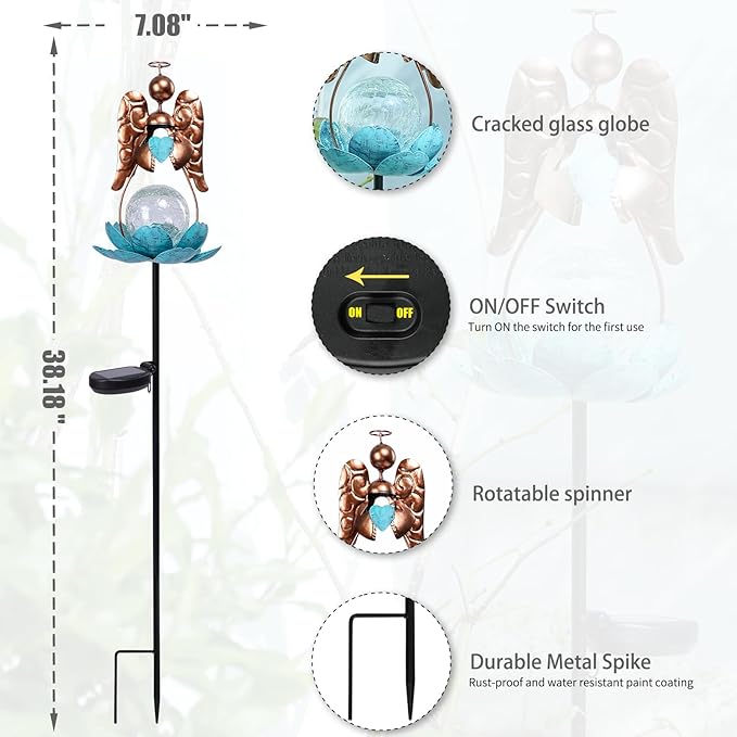 Solar Garden Lights Metal Flower Decor Colorful Solar Pathway Light - Image 4