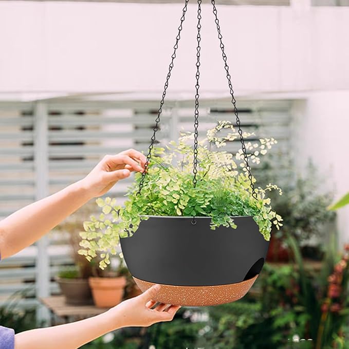 12 inch Hanging Planters for Indoor Outdoor Plants, 2 Pack Self Watering - Image 5